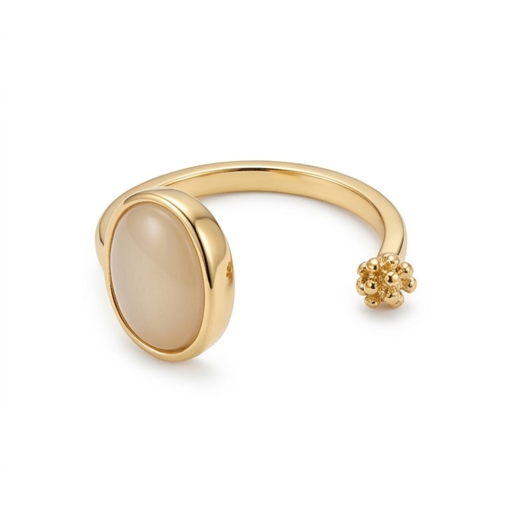 5/$15 🩷 MUST BUNDLE Gold Open Ring with Beige Oval Stone